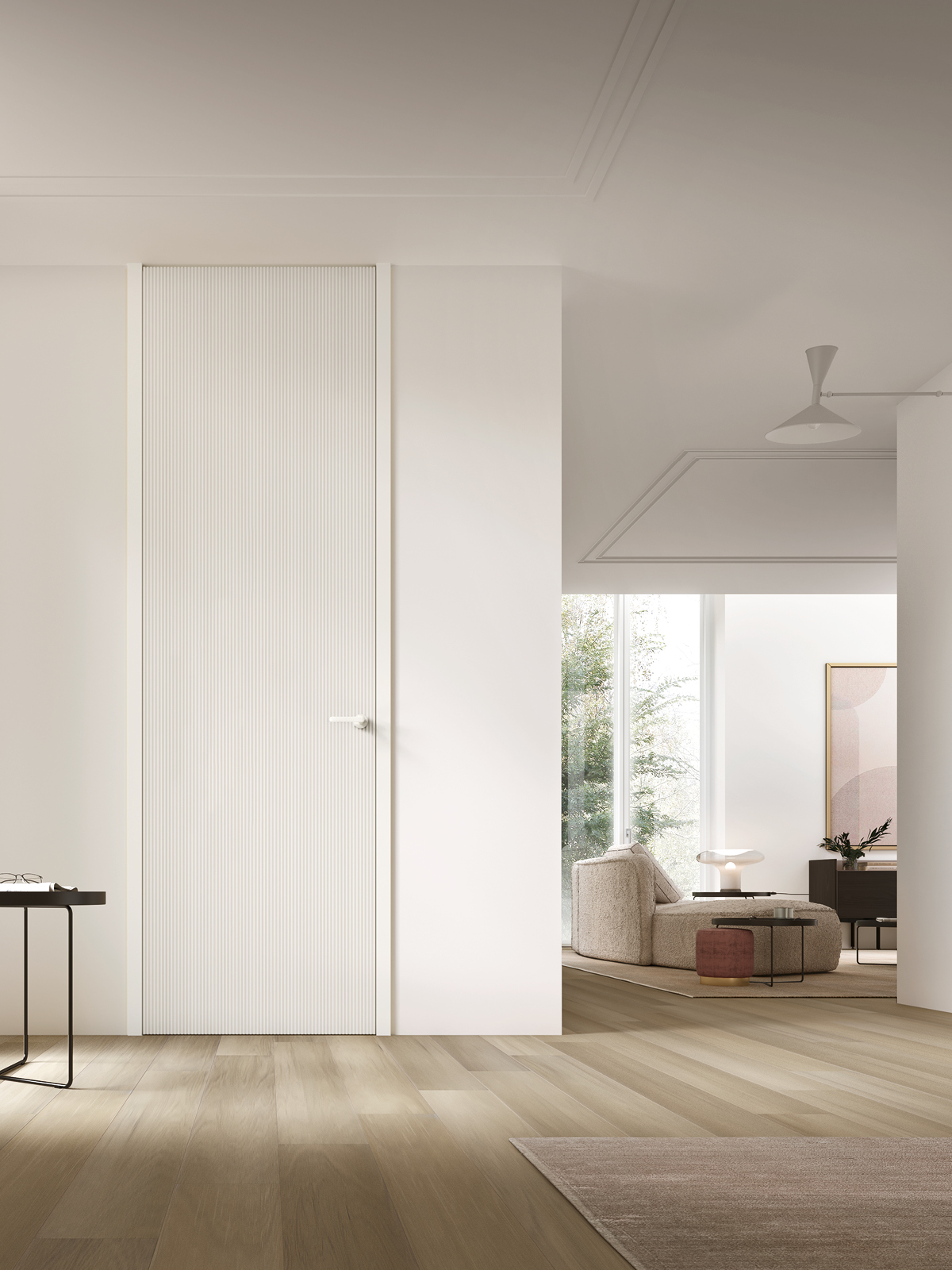 _ porta bianca cannettata Groovy a tutt'altezza