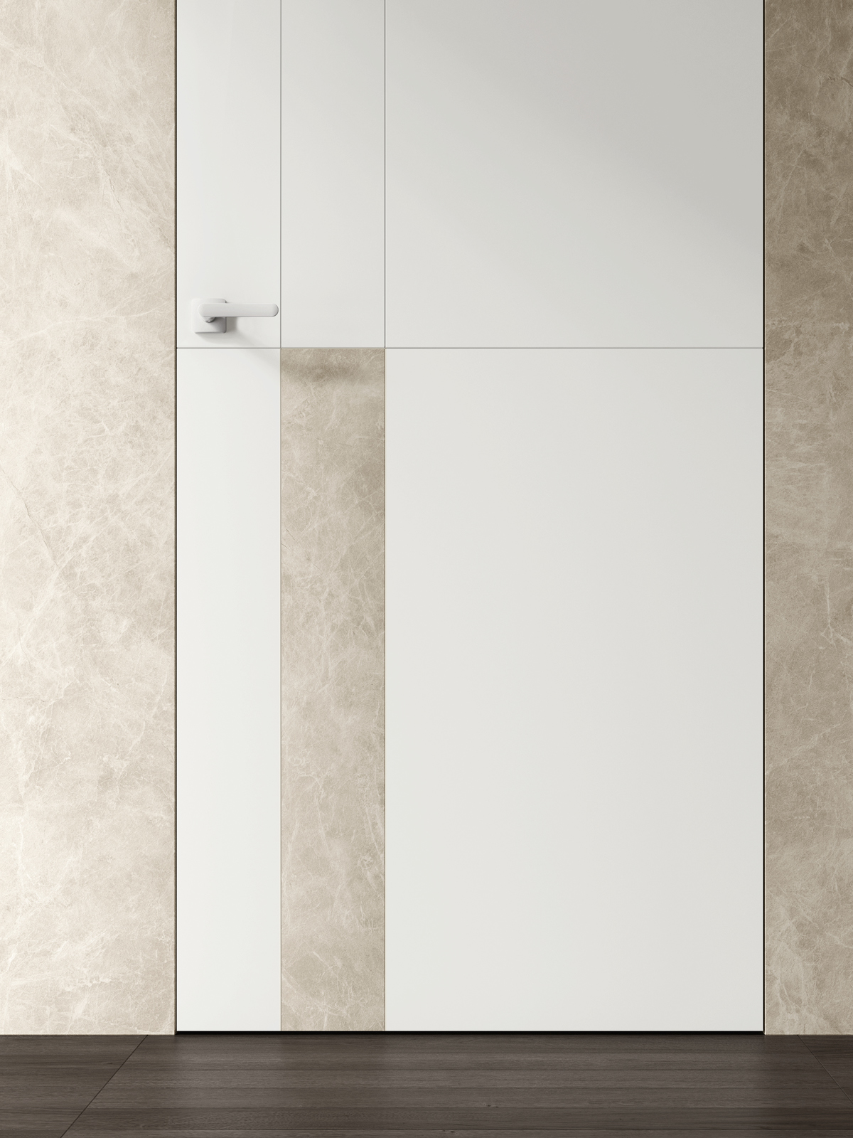 porta bianca moderna con inserto in gres